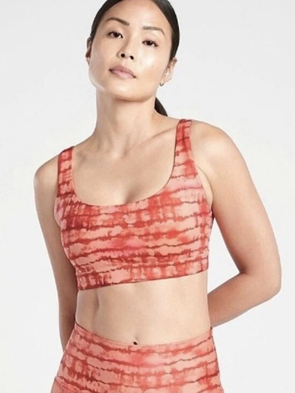 Athleta Exhale Sports Bra Tahiti Island Coral Women’s Size Large Strappy Active